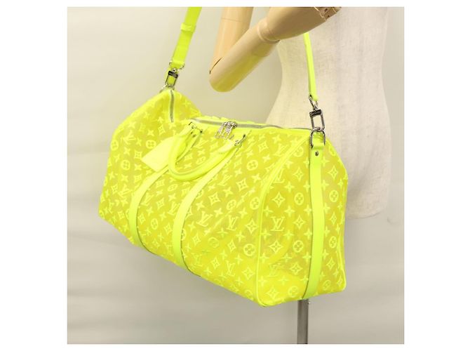 LOUIS VUITTON Borsa Keepall Bandoulière 50 Trasparente Gialla M55380 Auth 112531SM Giallo - vista 32