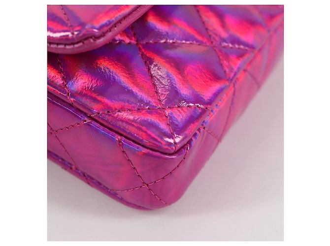 CHANEL Pochette Matelassé Pelle Verniciata Rosa Argento CC Auth bs29324SM - vista 15