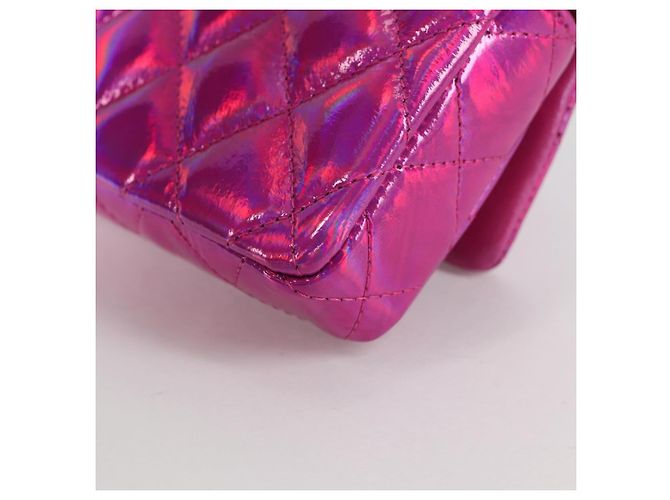 CHANEL Pochette Matelassé Pelle Verniciata Rosa Argento CC Auth bs29324SM - vista 18