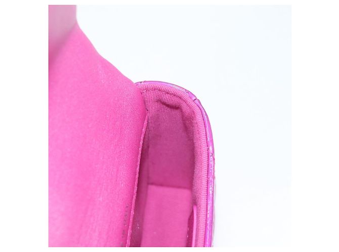 CHANEL Pochette Matelassé Pelle Verniciata Rosa Argento CC Auth bs29324SM - vista 20