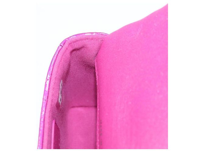 CHANEL Pochette Matelassé Pelle Verniciata Rosa Argento CC Auth bs29324SM - vista 21