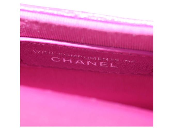 CHANEL Pochette Matelassé Pelle Verniciata Rosa Argento CC Auth bs29324SM - vista 22