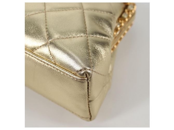 CHANEL Borsa a Spalla Matelassé in Pelle Catena Oro CC Auth 134853SM D'oro - vista 15