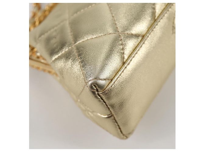 CHANEL Borsa a Spalla Matelassé in Pelle Catena Oro CC Auth 134853SM D'oro - vista 16