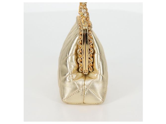 CHANEL Borsa a Spalla Matelassé in Pelle Catena Oro CC Auth 134853SM D'oro - vista 3
