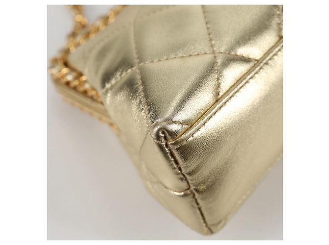 CHANEL Borsa a Spalla Matelassé in Pelle Catena Oro CC Auth 134853SM D'oro - vista 8