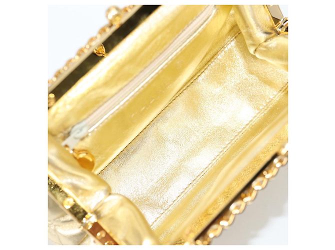 CHANEL Borsa a Spalla Matelassé in Pelle Catena Oro CC Auth 134853SM D'oro - vista 9