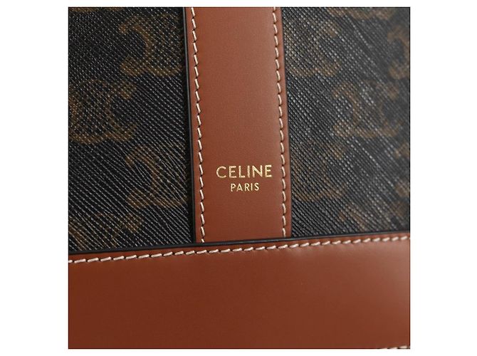 Céline Borsa a spalla a secchiello Triomphe Small in PVC pelle nera e oro Auth 135273SM Nero D'oro - vista 19