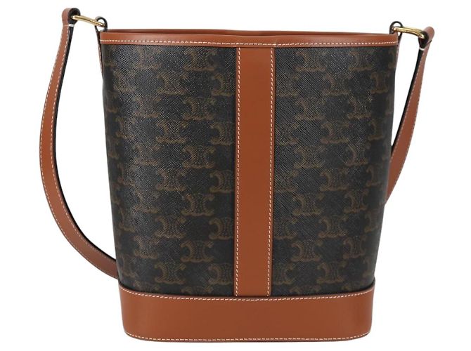 Céline Borsa a spalla a secchiello Triomphe Small in PVC pelle nera e oro Auth 135273SM Nero D'oro - vista 2