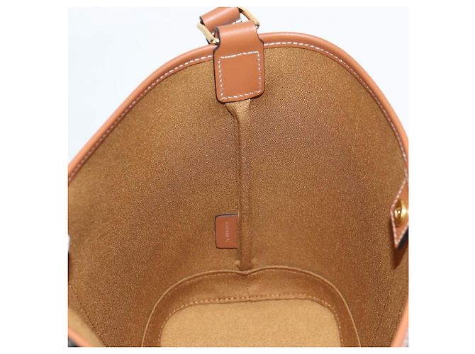 Céline Borsa a spalla a secchiello Triomphe Small in PVC pelle nera e oro Auth 135273SM Nero D'oro - vista 20