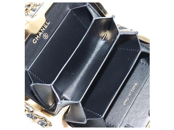 Borsa a Spalla con Catena CHANEL Pelle Verniciata Nera Oro CC Auth 134911SAM Nero D'oro - vista 10