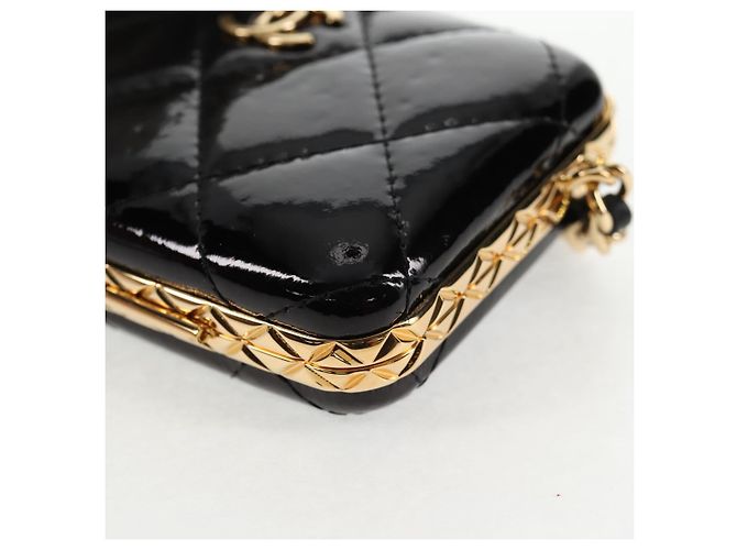 Borsa a Spalla con Catena CHANEL Pelle Verniciata Nera Oro CC Auth 134911SAM Nero D'oro - vista 16