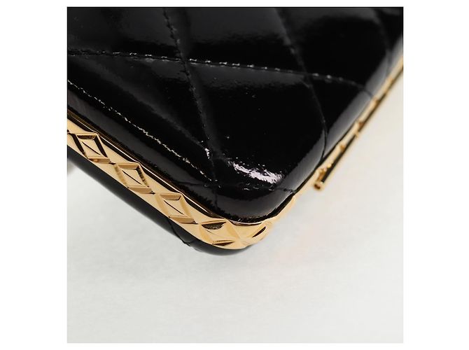 Borsa a Spalla con Catena CHANEL Pelle Verniciata Nera Oro CC Auth 134911SAM Nero D'oro - vista 17