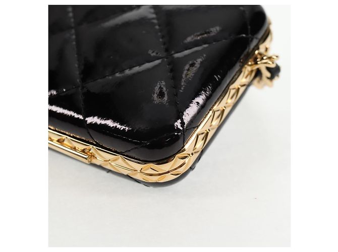 Borsa a Spalla con Catena CHANEL Pelle Verniciata Nera Oro CC Auth 134911SAM Nero D'oro - vista 18