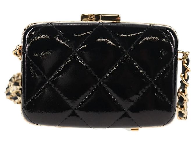 Borsa a Spalla con Catena CHANEL Pelle Verniciata Nera Oro CC Auth 134911SAM Nero D'oro - vista 2