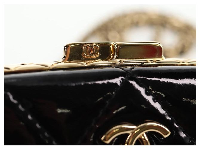 Borsa a Spalla con Catena CHANEL Pelle Verniciata Nera Oro CC Auth 134911SAM Nero D'oro - vista 21
