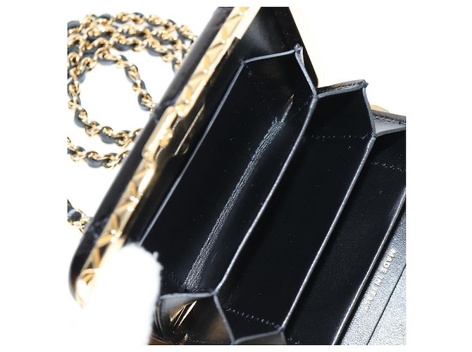 Borsa a Spalla con Catena CHANEL Pelle Verniciata Nera Oro CC Auth 134911SAM Nero D'oro - vista 23