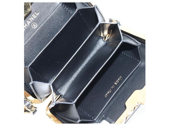 Borsa a Spalla con Catena CHANEL Pelle Verniciata Nera Oro CC Auth 134911SAM Nero D'oro - vista 24