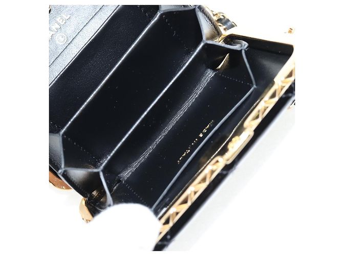 Borsa a Spalla con Catena CHANEL Pelle Verniciata Nera Oro CC Auth 134911SAM Nero D'oro - vista 25