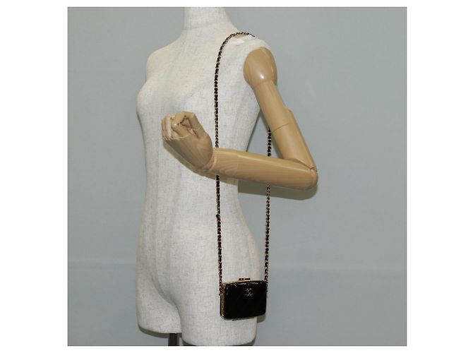 Borsa a Spalla con Catena CHANEL Pelle Verniciata Nera Oro CC Auth 134911SAM Nero D'oro - vista 26