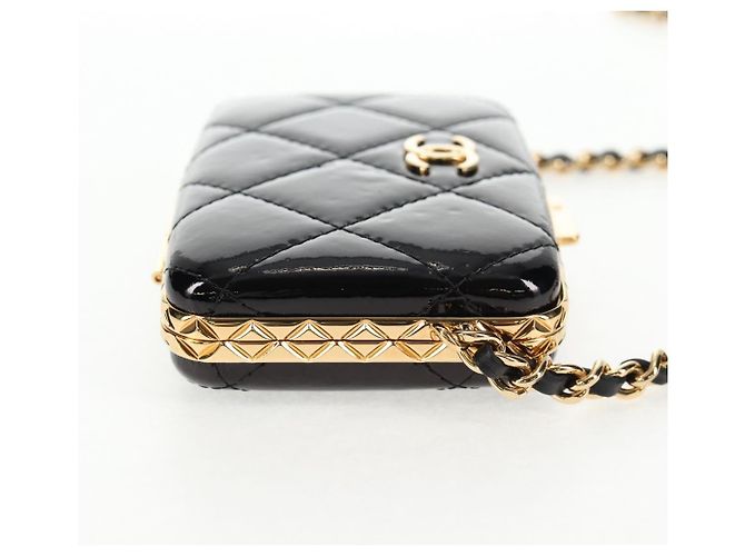 Borsa a Spalla con Catena CHANEL Pelle Verniciata Nera Oro CC Auth 134911SAM Nero D'oro - vista 4