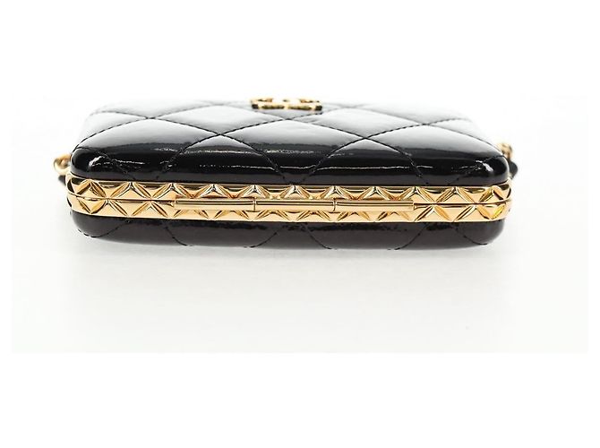 Borsa a Spalla con Catena CHANEL Pelle Verniciata Nera Oro CC Auth 134911SAM Nero D'oro - vista 5