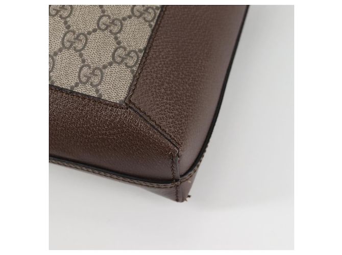 Borsa tote in PVC beige oro e rosso della linea Sherry GG Supreme di GUCCI Auth 135289SAM - vista 17
