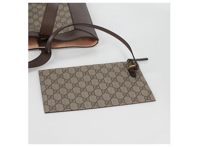 Borsa tote in PVC beige oro e rosso della linea Sherry GG Supreme di GUCCI Auth 135289SAM - vista 24