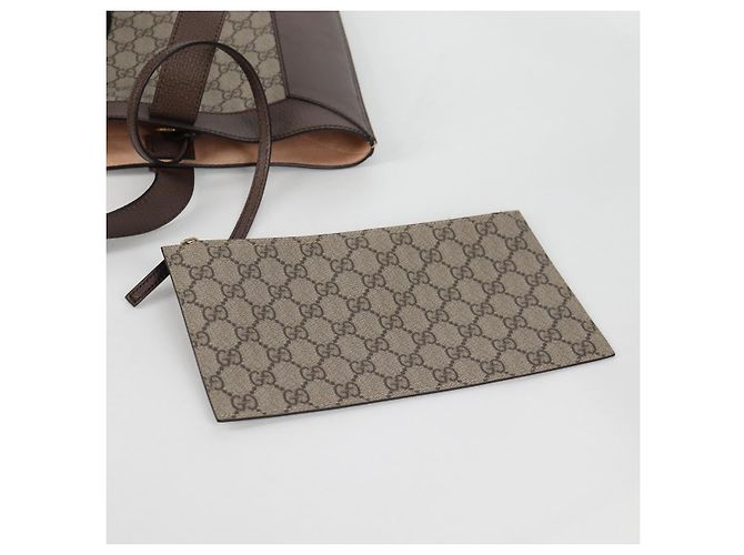 Borsa tote in PVC beige oro e rosso della linea Sherry GG Supreme di GUCCI Auth 135289SAM - vista 25