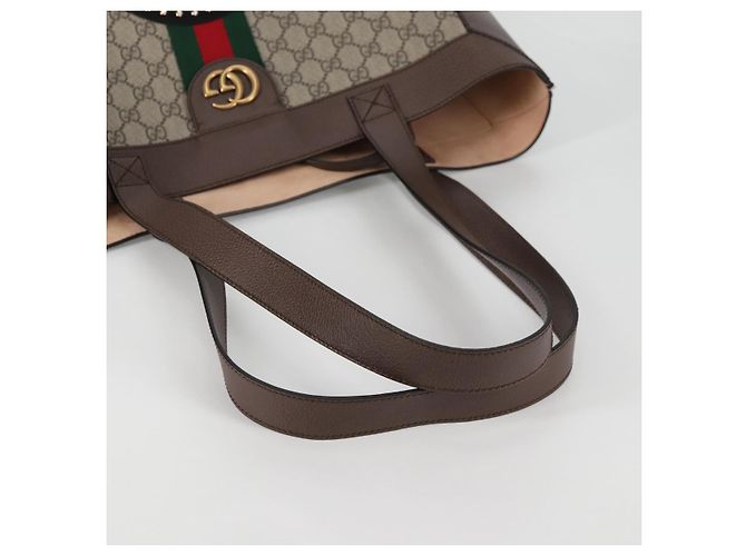 Borsa tote in PVC beige oro e rosso della linea Sherry GG Supreme di GUCCI Auth 135289SAM - vista 7