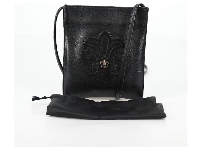 Borsa Gunslinger in pelle nera con bottone a croce Chrome Hearts Auth 134879SM Nero - vista 12