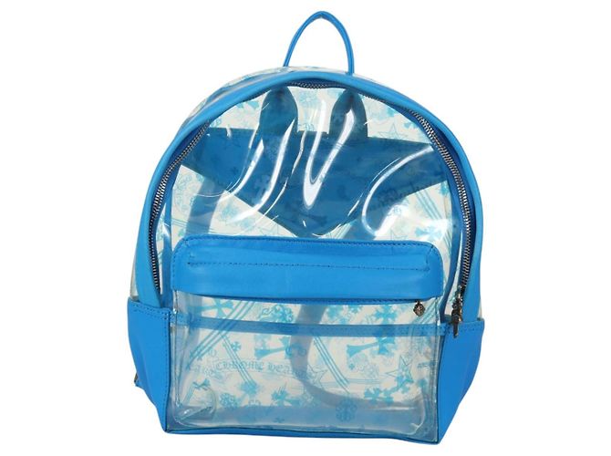 PVC BACK TO SCHOOL Rucksack von Chrome Hearts aus blauer Vinylleder Auth 134878SAM - Ansicht 13