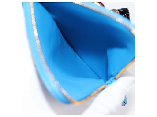 Pochette in pelle Canage Christian Dior Blu Rosso Nero Auth 134892SAM - vista 11