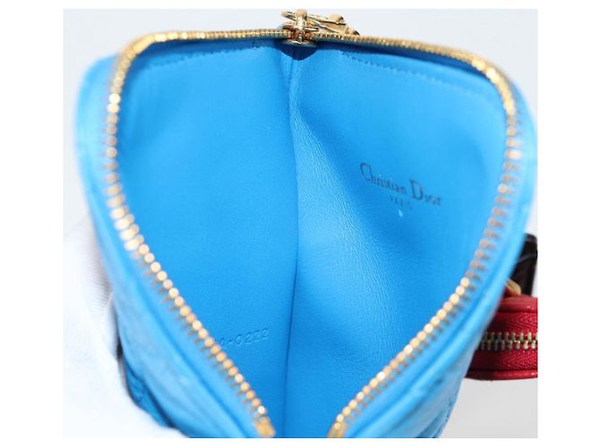 Pochette in pelle Canage Christian Dior Blu Rosso Nero Auth 134892SAM - vista 18