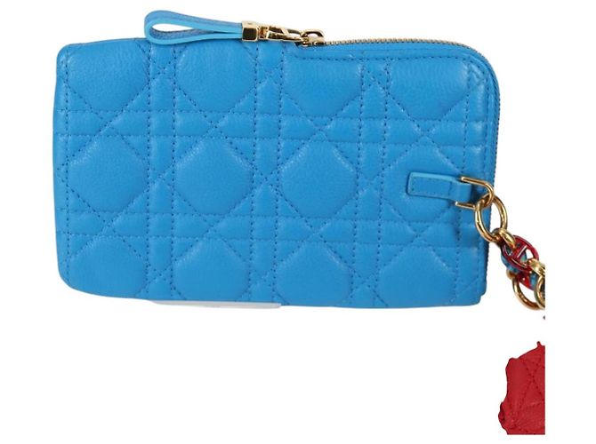 Pochette in pelle Canage Christian Dior Blu Rosso Nero Auth 134892SAM - vista 2