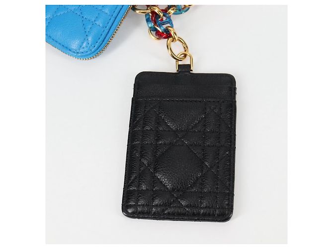 Pochette in pelle Canage Christian Dior Blu Rosso Nero Auth 134892SAM - vista 21