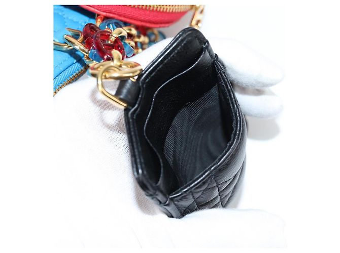 Pochette in pelle Canage Christian Dior Blu Rosso Nero Auth 134892SAM - vista 23