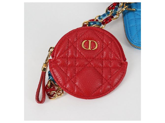 Pochette in pelle Canage Christian Dior Blu Rosso Nero Auth 134892SAM - vista 24