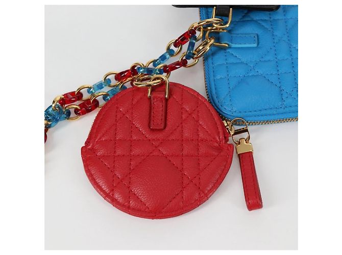 Pochette in pelle Canage Christian Dior Blu Rosso Nero Auth 134892SAM - vista 25