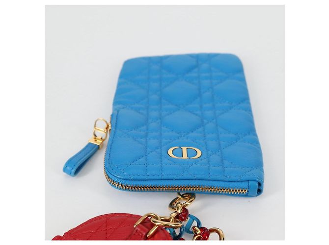 Pochette in pelle Canage Christian Dior Blu Rosso Nero Auth 134892SAM - vista 3