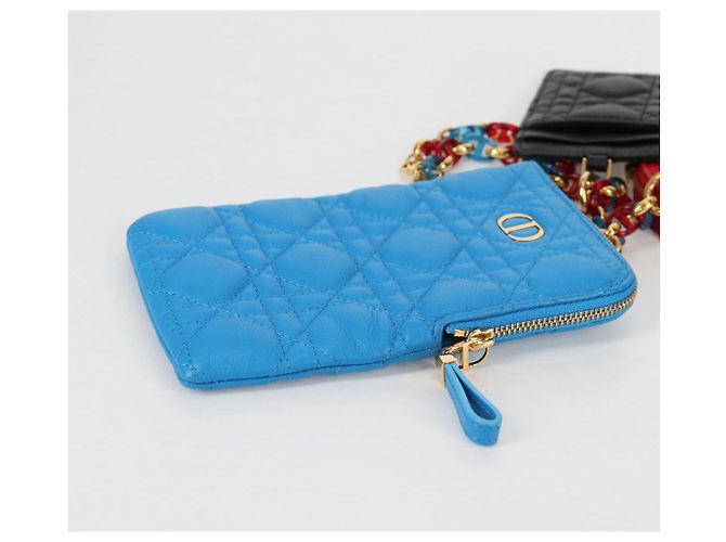 Pochette in pelle Canage Christian Dior Blu Rosso Nero Auth 134892SAM - vista 5