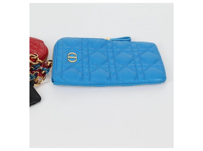 Pochette in pelle Canage Christian Dior Blu Rosso Nero Auth 134892SAM - vista 6
