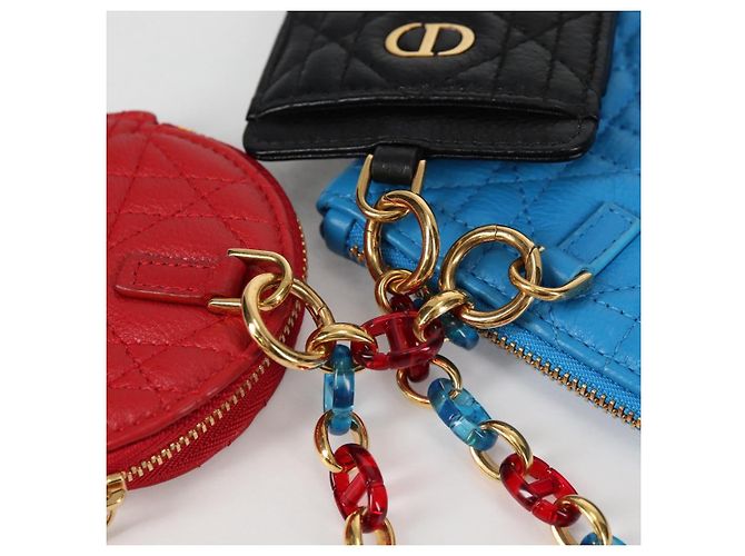 Pochette in pelle Canage Christian Dior Blu Rosso Nero Auth 134892SAM - vista 9