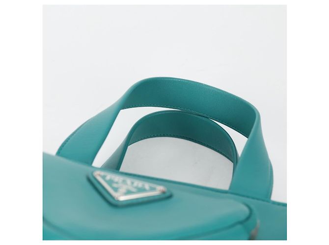 PRADA Borsa a Mano in Pelle 2 in 1 Verde Argento Auth 135405SAM - vista 14