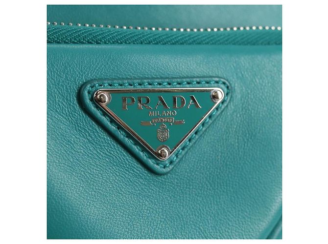 PRADA Borsa a Mano in Pelle 2 in 1 Verde Argento Auth 135405SAM - vista 18