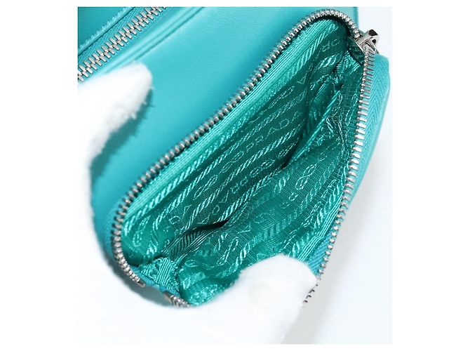 PRADA Borsa a Mano in Pelle 2 in 1 Verde Argento Auth 135405SAM - vista 20