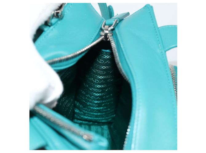 PRADA Borsa a Mano in Pelle 2 in 1 Verde Argento Auth 135405SAM - vista 24