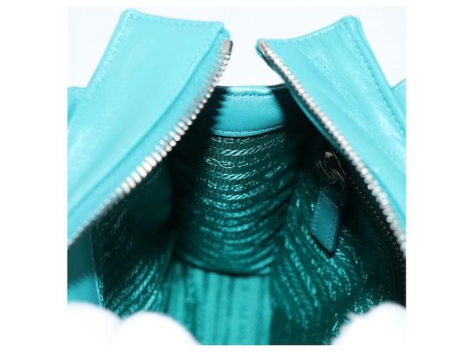 PRADA Borsa a Mano in Pelle 2 in 1 Verde Argento Auth 135405SAM - vista 25