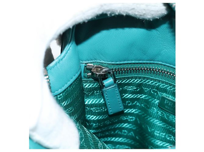 PRADA Borsa a Mano in Pelle 2 in 1 Verde Argento Auth 135405SAM - vista 26
