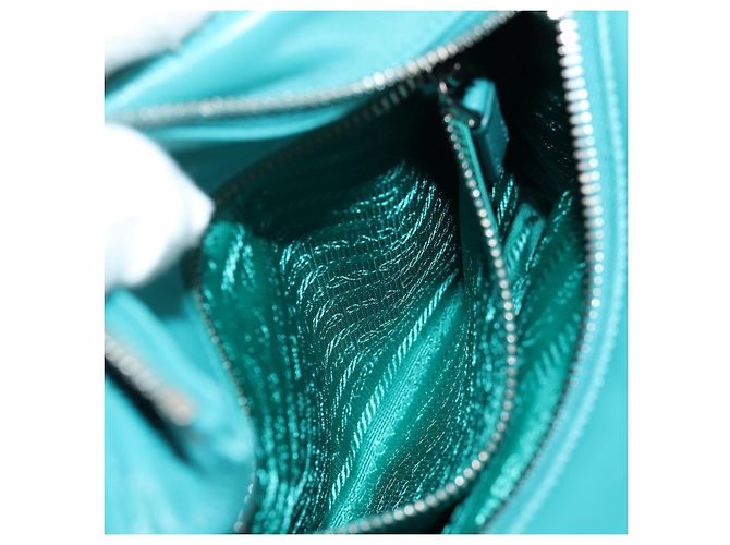 PRADA Borsa a Mano in Pelle 2 in 1 Verde Argento Auth 135405SAM - vista 27